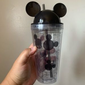 Disney Mickey Mouse ears water tumbler w/straw
